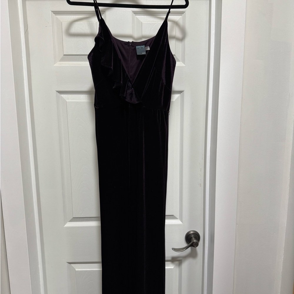 Gabby Skye deep Purple stretch Velvet jumpsuit